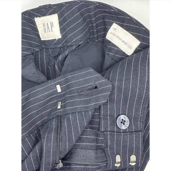 Gap High Rise Pleated Stripe Wide-Leg Trousers Size 10 - Picture 3 of 5